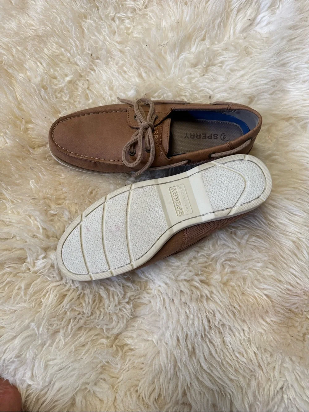 NEW $110 Sperry Men’s 8.5 Brown Leather Boat Shoes Slip On Loafers comfy sneaker